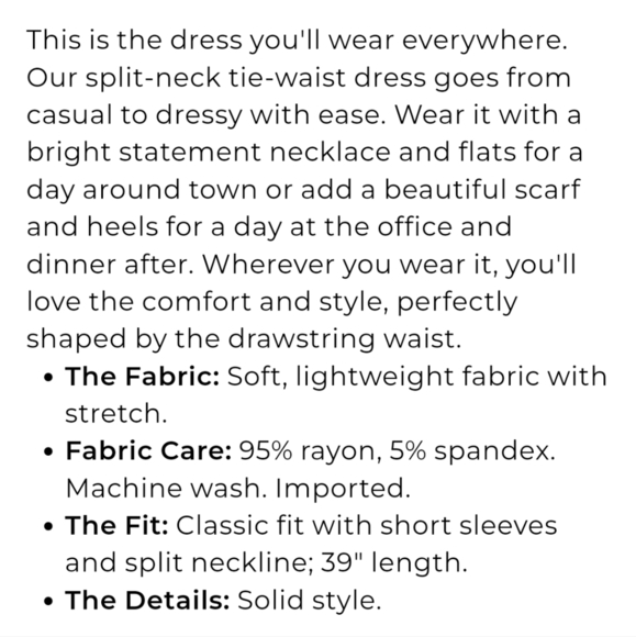 Chico's Split Neck Tie Waist Dress Royal Blue size 1(8/10) Medium Rayon - Picture 10 of 11